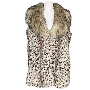 Adrienne Landau Designer Leopard Print Quality Faux Fur Vest Size Medium